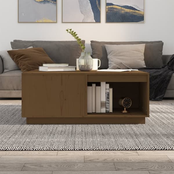 Soffbord honungsbrun 100x101x40,5 cm massiv furu