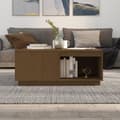 Miniatyrbild 3 av 8: Soffbord honungsbrun 100x101x40,5 cm massiv furu