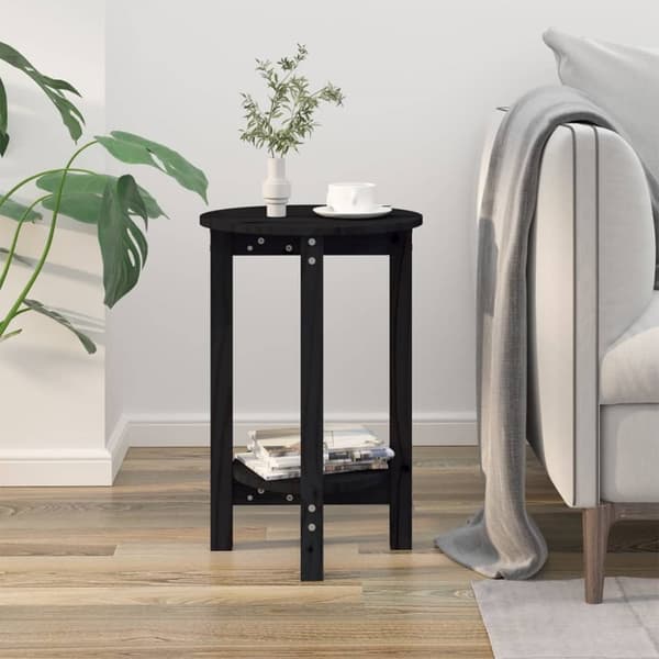 Soffbord svart Ø 40x60 cm massiv furu