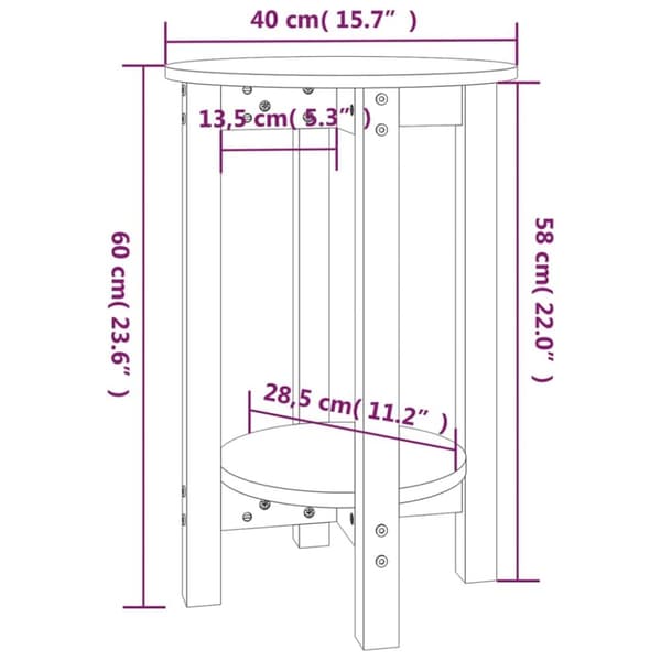 Soffbord svart Ø 40x60 cm massiv furu