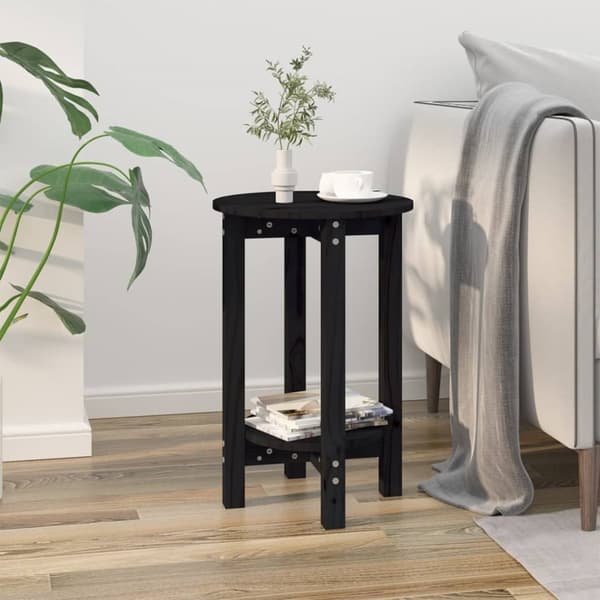 Soffbord svart Ø 40x60 cm massiv furu