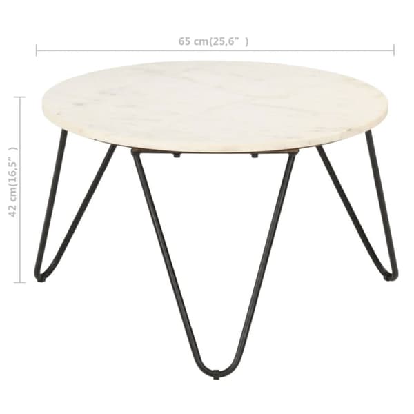 Soffbord vit 65x65x42 cm äkta sten med marmorstruktur