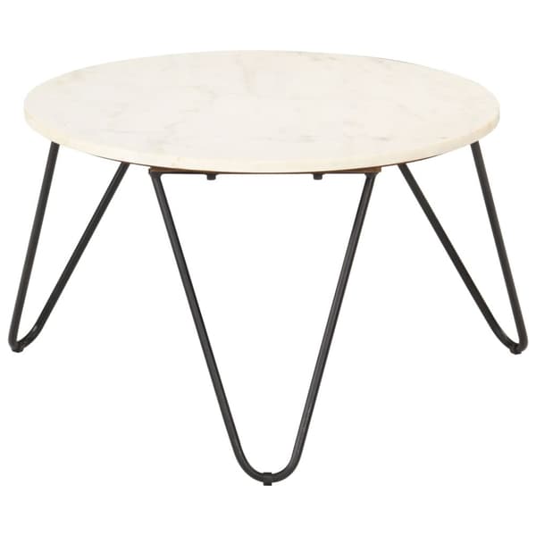 Soffbord vit 65x65x42 cm äkta sten med marmorstruktur