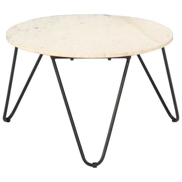 Soffbord vit 65x65x42 cm äkta sten med marmorstruktur