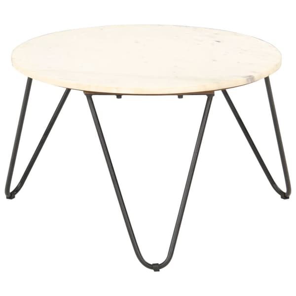 Soffbord vit 65x65x42 cm äkta sten med marmorstruktur
