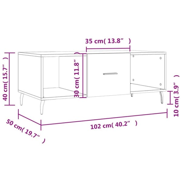 Soffbord sonoma-ek 102x50x40 cm konstruerat trä