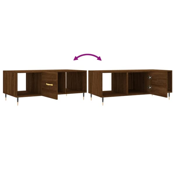 sofabord 102x50x40 cm konstrueret træ brun egetræsfarve