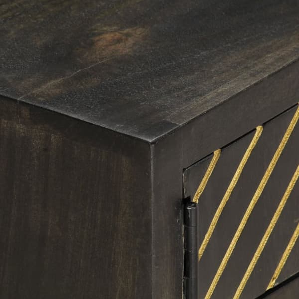 Soffbord svart och guld 90x50x35 cm massivt mangoträ