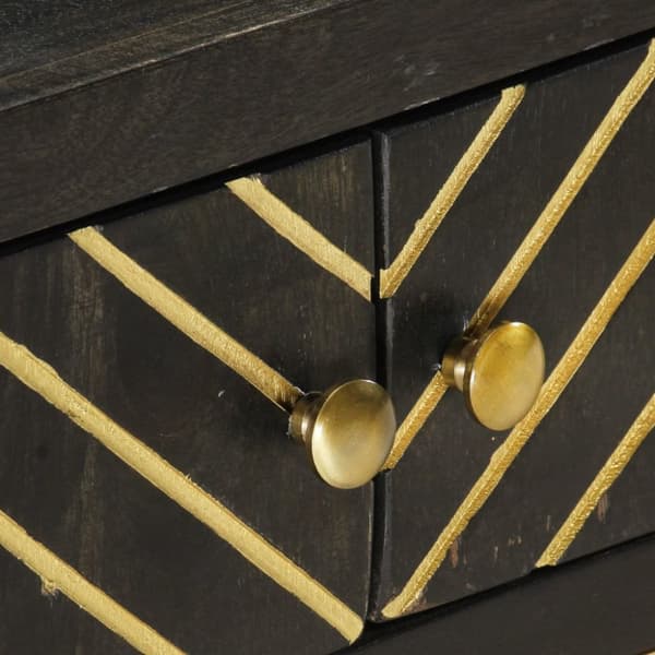 Soffbord svart och guld 90x50x35 cm massivt mangoträ