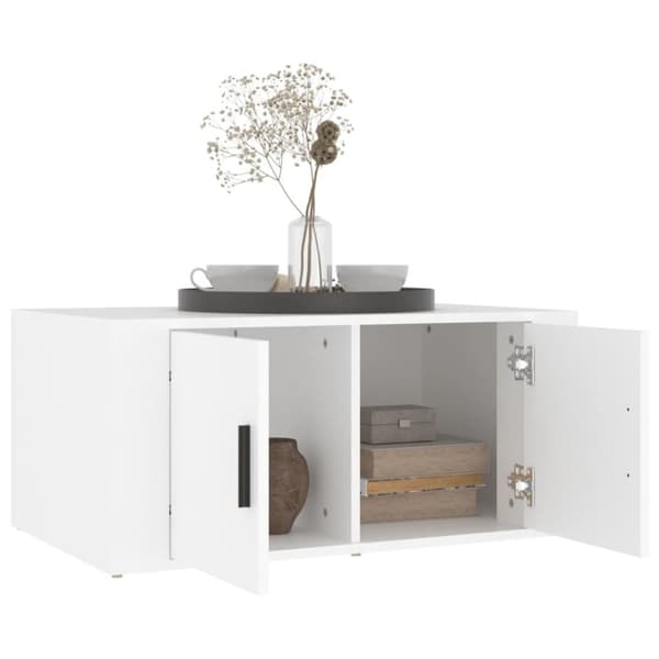 Soffbord vit 80x50x36 cm konstruerat trä