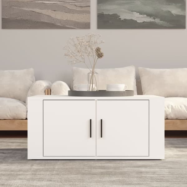 Soffbord vit 80x50x36 cm konstruerat trä