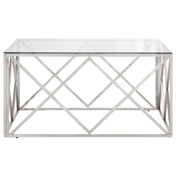 Soffbord silver rostfritt stål och härdat glas