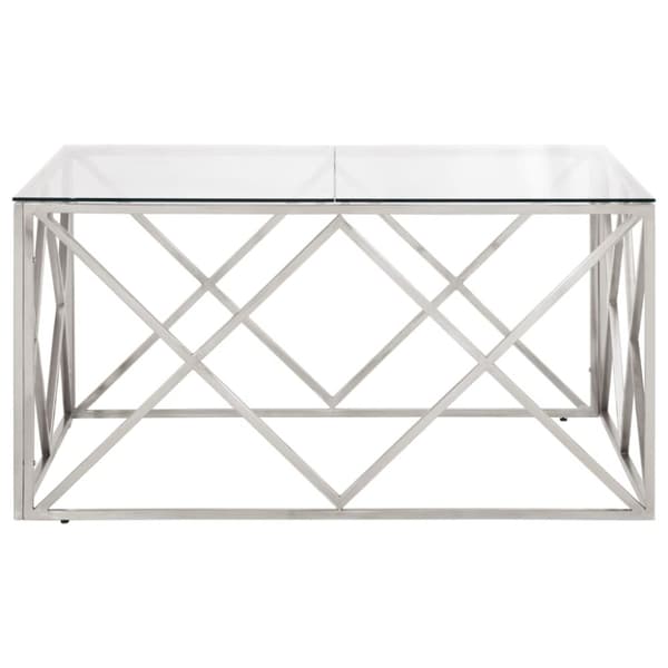 Soffbord silver rostfritt stål och härdat glas