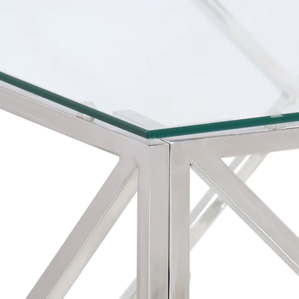 Soffbord silver rostfritt stål och härdat glas