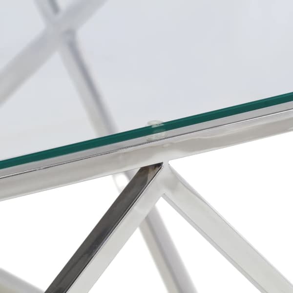 Soffbord silver rostfritt stål och härdat glas
