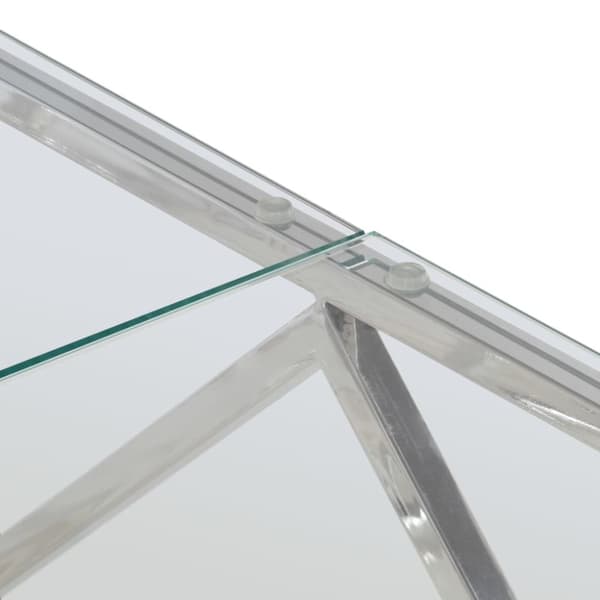 Soffbord silver rostfritt stål och härdat glas