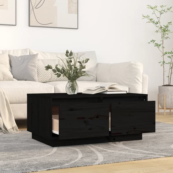 Soffbord svart 80x50x35 cm massivt furu