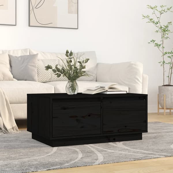 Soffbord svart 80x50x35 cm massivt furu