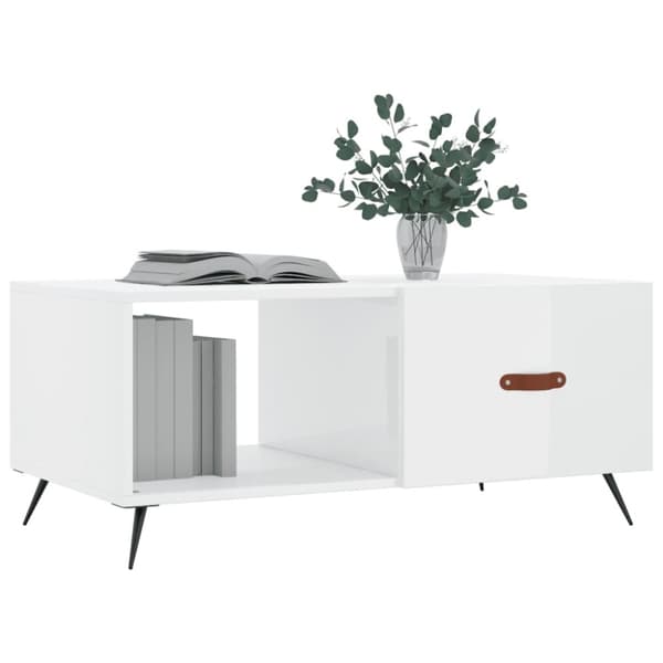 Soffbord vit högglans 90x50x40 cm konstruerat trä