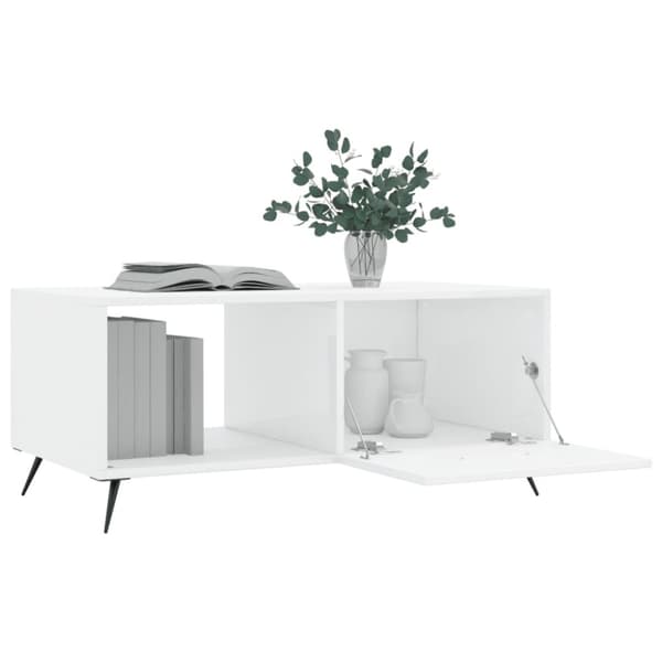 Soffbord vit högglans 90x50x40 cm konstruerat trä