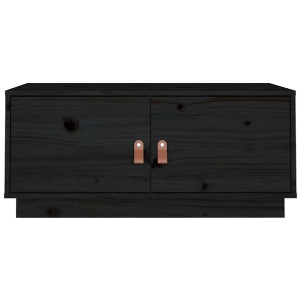 sofabord 80x50x35 cm massivt fyrretræ sort