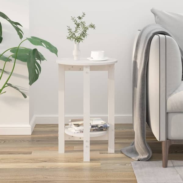 Soffbord vit Ø 40x60 cm massiv furu