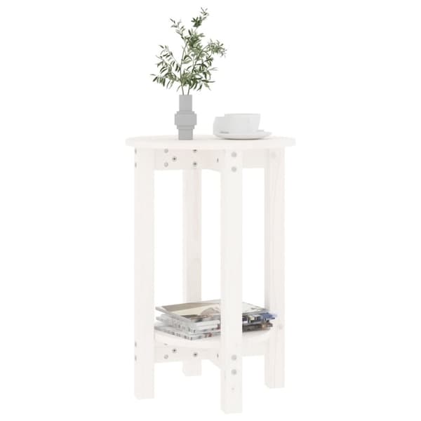 Soffbord vit Ø 40x60 cm massiv furu