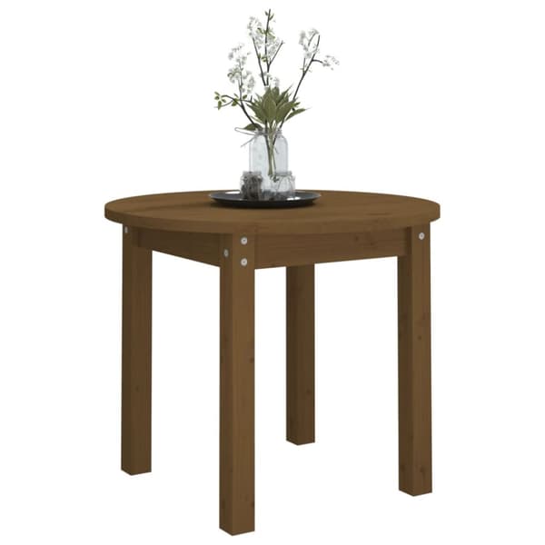 sofabord Ø 55x45 cm massivt fyrretræ gyldenbrun