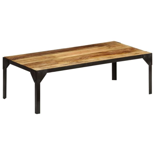 Soffbord massivt grovt mangoträ och stål 110 cm