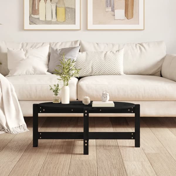 sofabord 87x48x35 cm massivt fyrretræ sort
