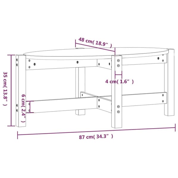 sofabord 87x48x35 cm massivt fyrretræ sort