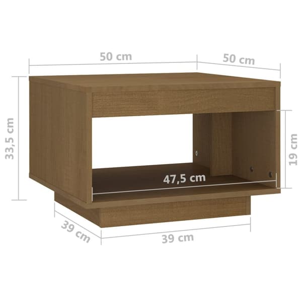 Soffbord honungsbrun 50x50x33,5 cm massiv furu