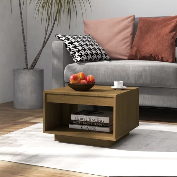 Soffbord honungsbrun 50x50x33,5 cm massiv furu