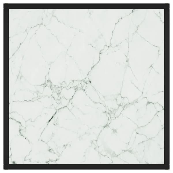 Soffbord svart med vit marmor glas 60x60x35 cm