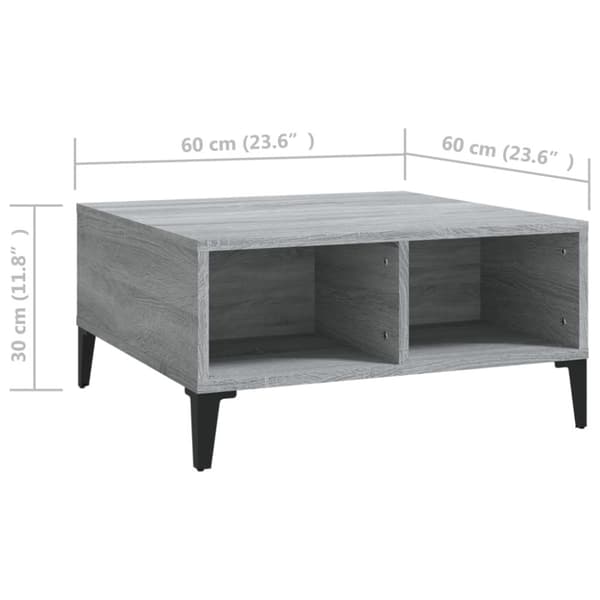 Sohvapöytä harmaa Sonoma 60x60x30 cm tekninen puu