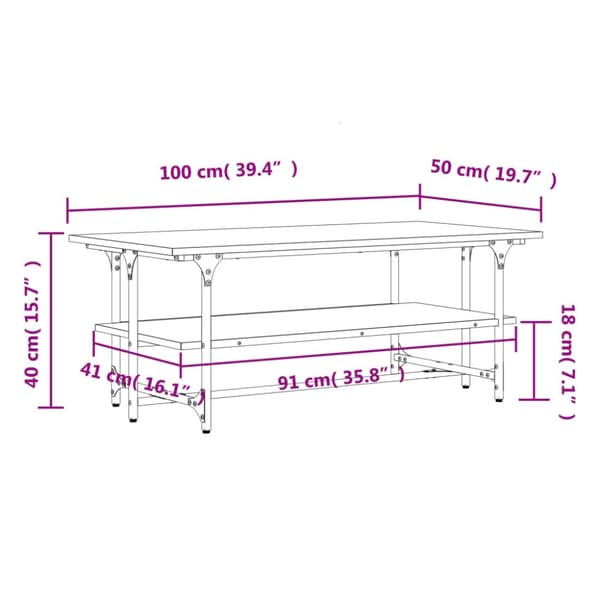 Soffbord Sonoma ek 100x50x40 cm konstruerat trä