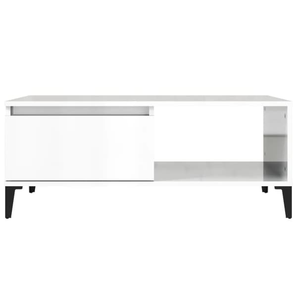 Soffbord vit högglans 90x50x36,5 cm konstruerat trä