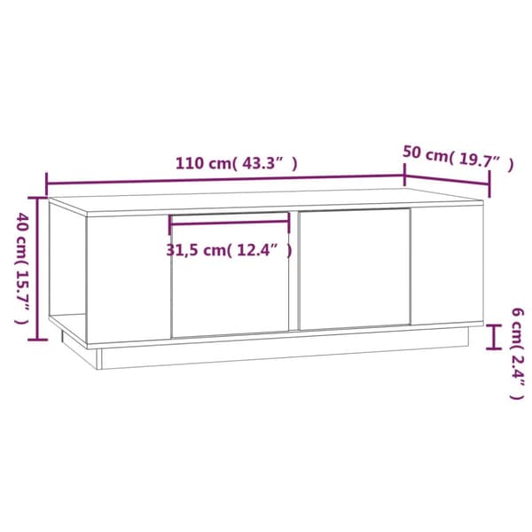 Soffbord 110x50x40 cm massiv furu