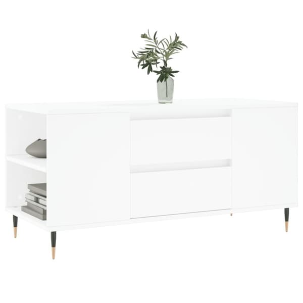 Sohvapöytä valkoinen 102x44,5x50 cm tekninen puu