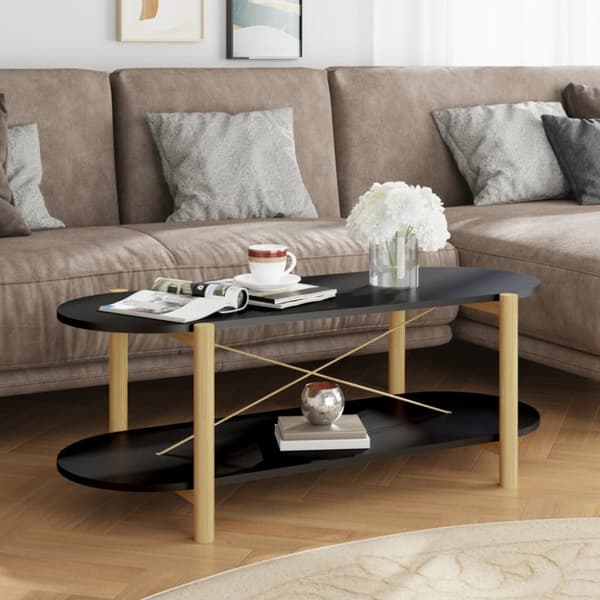 Soffbord svart 110x48x40 cm konstruerat trä