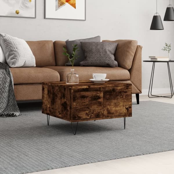 Soffbord rökfärgad ek 55x55x36,5 cm konstruerat trä