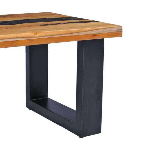 Soffbord 100x50x40 cm massivt teakträ och polyresin