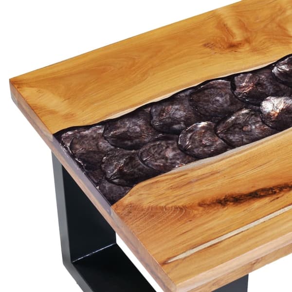 Soffbord 100x50x40 cm massivt teakträ och polyresin