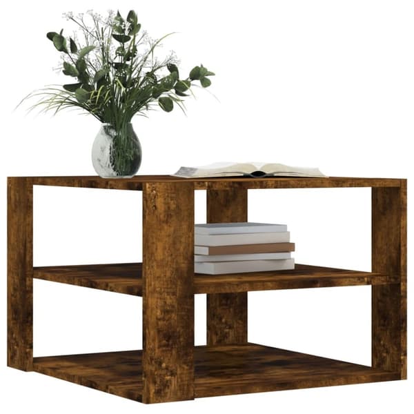 Soffbord rökfärgad ek 59,5x59,5x40 cm konstruerat trä