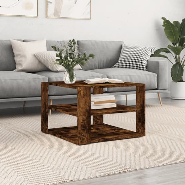 Soffbord rökfärgad ek 59,5x59,5x40 cm konstruerat trä