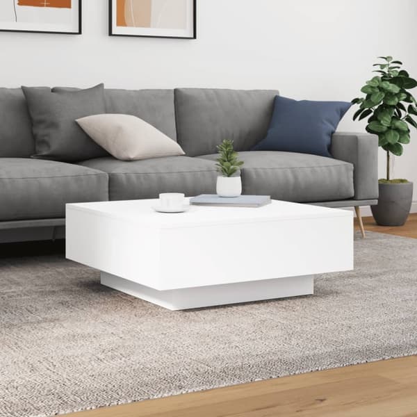 Soffbord vit 80x80x31 cm konstruerat trä