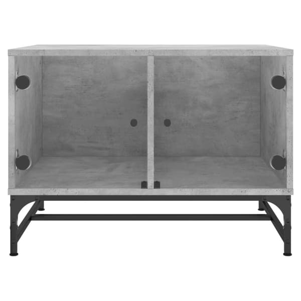 vidaXL Salongbord med glassdører betonggrå 68,5x50x50 cm