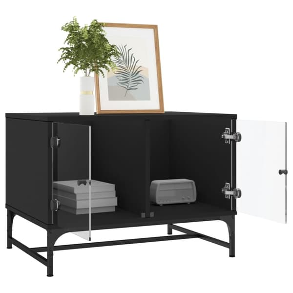 vidaXL Salongbord med glassdører svart 68,5x50x50 cm