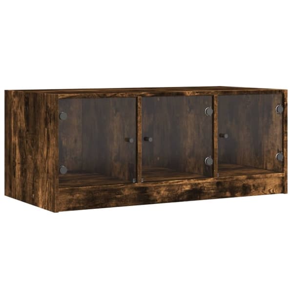 vidaXL sofabord med glaslåger 102x50x42 cm røget egetræsfarve
