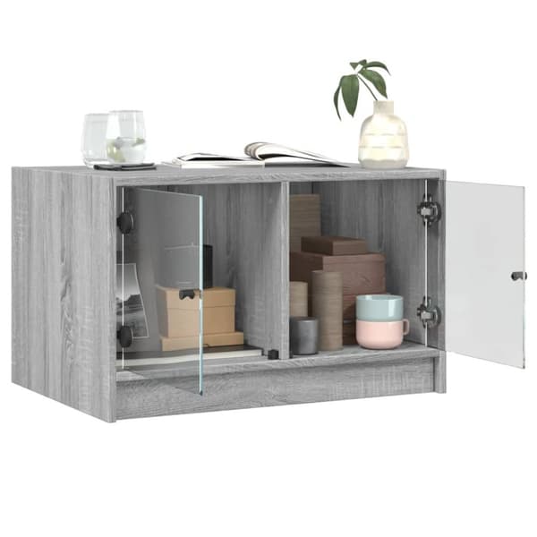 vidaXL Sohvapöytä lasiovilla harmaa Sonoma 68x50x42 cm